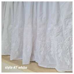 Lace Bed Skirt Bedskirt - White Eyelet Lace Cotton Dust Ruffle Queen King Bed Scalloped Edge Shabby Chic Romantic Elegant Bedding - thumbnail 2