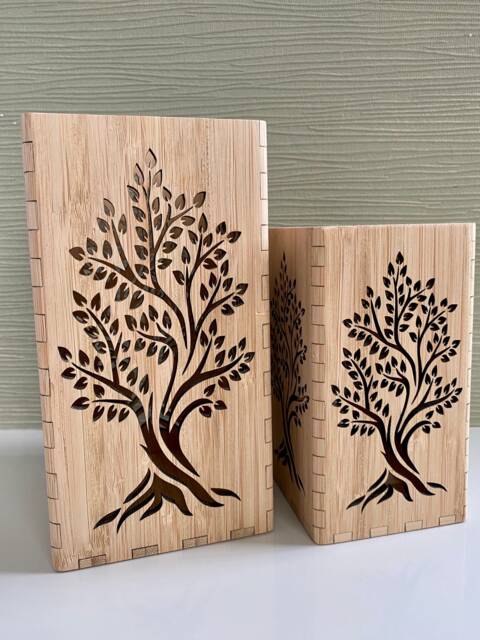 Personalised Wooden Candle Holder Olive Tree Tea Light Engraved Laser Cut Wedding Anniversary Mothers Day Birthday New Home Vase - image 1