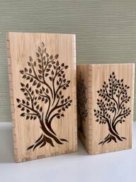 Personalised Wooden Candle Holder Olive Tree Tea Light Engraved Laser Cut Wedding Anniversary Mothers Day Birthday New Home Vase - thumbnail 1