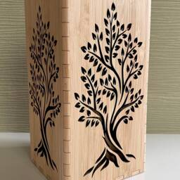 Personalised Wooden Candle Holder Olive Tree Tea Light Engraved Laser Cut Wedding Anniversary Mothers Day Birthday New Home Vase - thumbnail 2