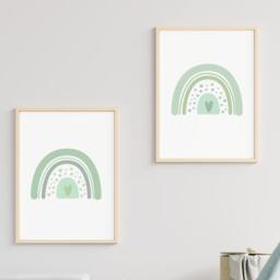 Sage Green Rainbow Prints, Set Of 2 Nursery Decor, Bedroom Prints Baby Boy, Boys - thumbnail 2