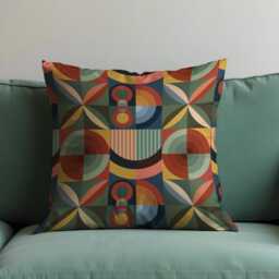 Retro Geometric Cushion Cover, Colorful Mid Century Modern Pattern Pillow Case, Eclectic Or Classic Sofas & Beds Cover - thumbnail 4