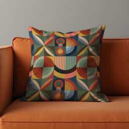 Retro Geometric Cushion Cover, Colorful Mid Century Modern Pattern Pillow Case, Eclectic Or Classic Sofas & Beds Cover - thumbnail 1