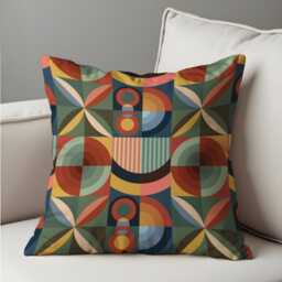 Retro Geometric Cushion Cover, Colorful Mid Century Modern Pattern Pillow Case, Eclectic Or Classic Sofas & Beds Cover - thumbnail 3