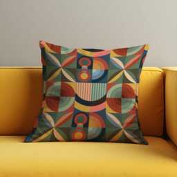 Retro Geometric Cushion Cover, Colorful Mid Century Modern Pattern Pillow Case, Eclectic Or Classic Sofas & Beds Cover - thumbnail 2