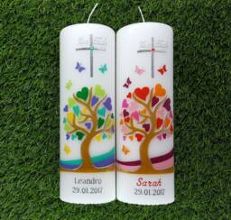 Christening Candle Tree Of Life - Twins