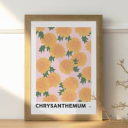 Chrysanthemum November Birth Flower Print - Birthday Prints, Art, Colourful Wall Gifts For Her - thumbnail 2