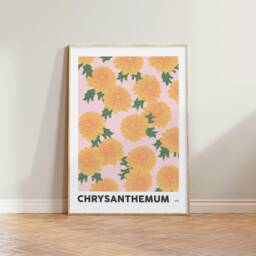 Chrysanthemum November Birth Flower Print - Birthday Prints, Art, Colourful Wall Gifts For Her - thumbnail 1