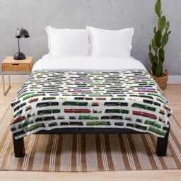 King Size Double Sided Velvet Blanket/Throw With Steam Locos Print - thumbnail 2