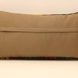 Handmade Wool Kilim Lumbar Pillow Cover, Turkish Boho Cushion - 12x24 Inch - thumbnail 4
