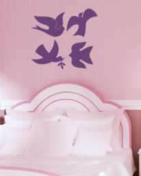 Dove Set Wall Decals - Peaceful Silhouettes For Home Decor Available in Custom Sizes Peace Stickers Removable - thumbnail 1