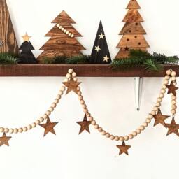 Handmade Wooden Star Christmas Garland Rustic Scandi Decor - thumbnail 2