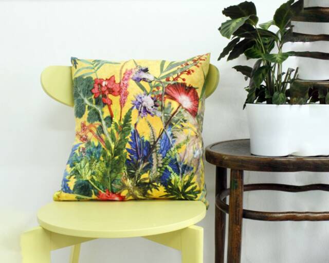 Handmade Floral Botanical Cushion, Summer Tropics Design, Compliments Home Interiors, Perfect Decor - image 1