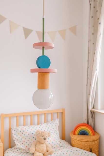 Handcrafted Cute Lamp For Wooden Nursery Decor, Whimsical Pendant Light Kids Room Decor - image 1