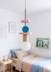 Handcrafted Cute Lamp For Wooden Nursery Decor, Whimsical Pendant Light Kids Room Decor - thumbnail 1
