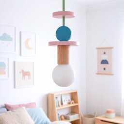 Handcrafted Cute Lamp For Wooden Nursery Decor, Whimsical Pendant Light Kids Room Decor - thumbnail 4
