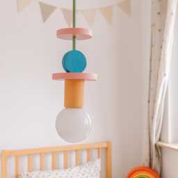 Handcrafted Cute Lamp For Wooden Nursery Decor, Whimsical Pendant Light Kids Room Decor - thumbnail 3