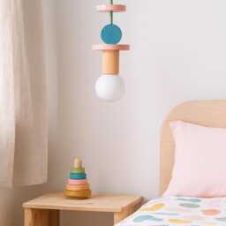 Handcrafted Cute Lamp For Wooden Nursery Decor, Whimsical Pendant Light Kids Room Decor - thumbnail 3