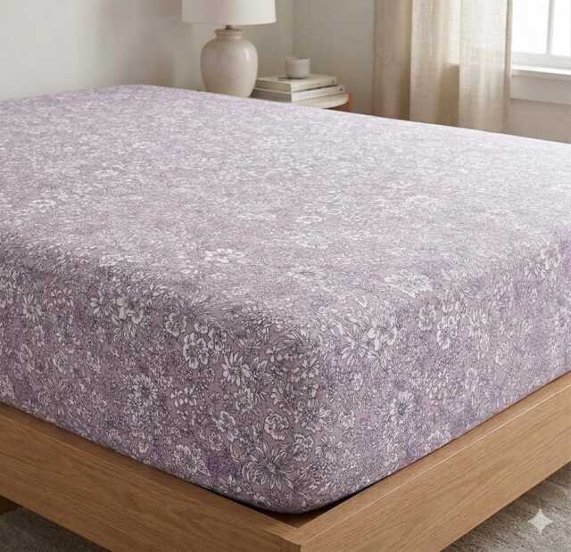 Mauve Floral Fitted Crib Sheet Purple Garden Cotton - image 1