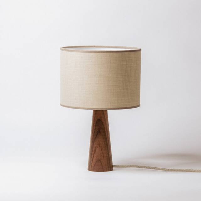 Handcrafted Walnut Wood Table Lamp Rustic Modern Desk Light - image 1