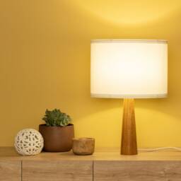 Handcrafted Walnut Wood Table Lamp Rustic Modern Desk Light - thumbnail 3