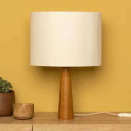 Handcrafted Walnut Wood Table Lamp Rustic Modern Desk Light - thumbnail 2