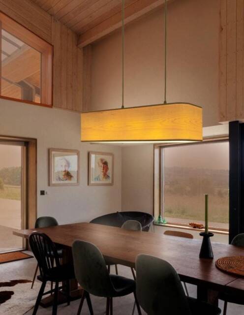 Maple Wood Veneer Pendant Light, Modern Linear Chandelier - image 1