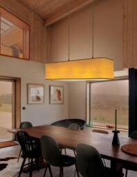 Maple Wood Veneer Pendant Light, Modern Linear Chandelier - thumbnail 1