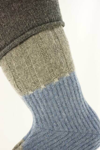 Christmas Stocking Wool Felt Denim Steel Grey Repurposed Winter Sweater Recycled Upcycled 343 - image 1