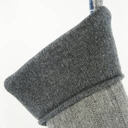 Christmas Stocking Wool Felt Denim Steel Grey Repurposed Winter Sweater Recycled Upcycled 343 - thumbnail 2