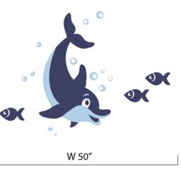 Dolphin & Fish Decal Sea Life Stick On Wall Art Baby Room Decals Boy Decor Personalized Decalisland - Sd 072 - thumbnail 2