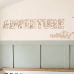 Adventure Awaits Playroom Sign, Safari Nursery, Wall Lettering, Nursery Quote, Wooden Sign, Nursery/Playroom Decor - thumbnail 1