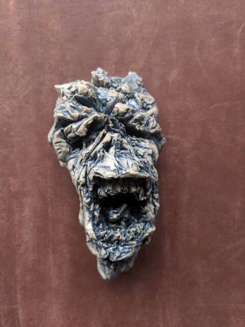 Scary Skull Talisman - Original Handmade Hanging Ceramic Sculpture - image 1