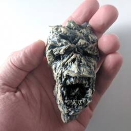 Scary Skull Talisman - Original Handmade Hanging Ceramic Sculpture - thumbnail 2