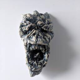 Scary Skull Talisman - Original Handmade Hanging Ceramic Sculpture - thumbnail 3