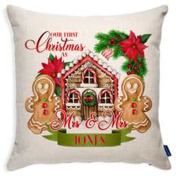 Personalised 1St Christmas Cushion Cover Mrs & Gingerbread Couple First Xmas Custom Throw Pillow Stocking Filler Gift Ekcc03 - thumbnail 3