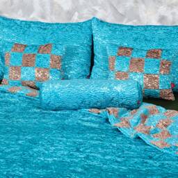 Luxury Aquamarine Faux Fur Bed Set - Tissavel Vegan Astrakhan - thumbnail 2
