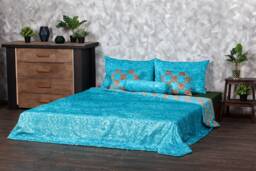 Luxury Aquamarine Faux Fur Bed Set - Tissavel Vegan Astrakhan - thumbnail 1