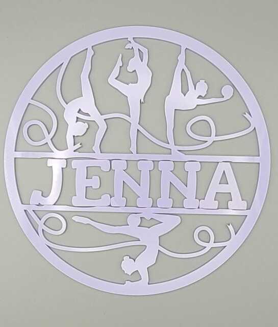 Personalised Rhythmic Gymnastics Wall Plaque, Studio, Kids Bedroom Decor, Name, Door Or Wall Hanger in Acrylic Wood - image 1