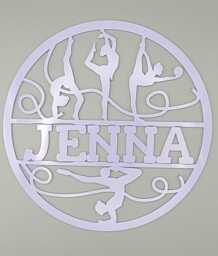 Personalised Rhythmic Gymnastics Wall Plaque, Studio, Kids Bedroom Decor, Name, Door Or Wall Hanger in Acrylic Wood - thumbnail 1