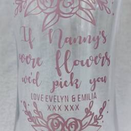 Personalised Vase - Glass Flower Grandmother/Nana Mother /Mum Gift Anniversary Any Words, Colour - thumbnail 3