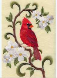 North Carolina Cardinal & Dogwood Medley - Embroidered With Feather Insert - thumbnail 2
