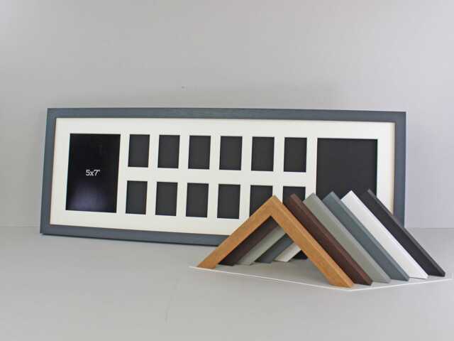 "Wooden Multi Aperture Photo Frame. Holds Two 5x7"" & Twelve 2x3" - image 1