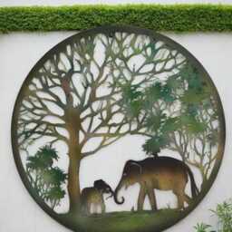 Handmade Peeling Tree Of Life Elephant Father & Son Wall Art Indoors/Outdoors 60cmwall Plaque, Powder Coated Steel , Indoor/Outdoor - thumbnail 2