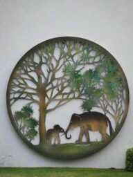 Handmade Peeling Tree Of Life Elephant Father & Son Wall Art Indoors/Outdoors 60cmwall Plaque, Powder Coated Steel , Indoor/Outdoor - thumbnail 1