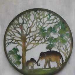 Handmade Peeling Tree Of Life Elephant Father & Son Wall Art Indoors/Outdoors 60cmwall Plaque, Powder Coated Steel , Indoor/Outdoor - thumbnail 4