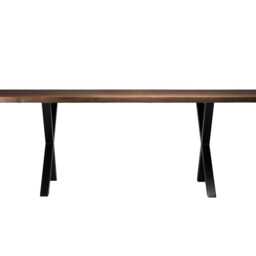 "Dining Table, Solid Walnut Wood, Black Steel Base - ""Cross" - thumbnail 4