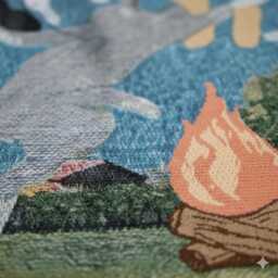 Dancing Dogs Woven Blanket, Unleash Happiness Tapestry, Around Campfire Throw, Cute Dog Lover Gift, Mountain Wall Hanging - thumbnail 3