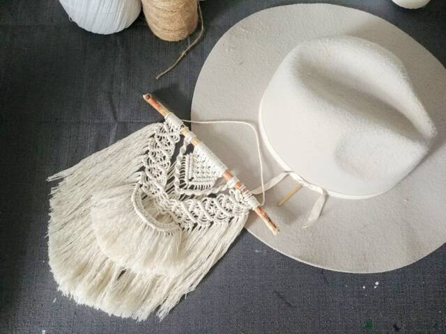 Macrame/Wall Hanging Fiber Art Above Bed Home Decor Office Nursery Bohemian Tapestry Natural Mini Macrame - image 1