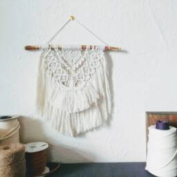 Macrame/Wall Hanging Fiber Art Above Bed Home Decor Office Nursery Bohemian Tapestry Natural Mini Macrame - thumbnail 3